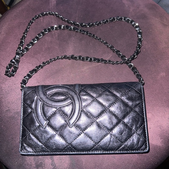 Set of 2! Unbranded Leather 47” Chain crossbody- Black-Silver & Black Gunmetal - Picture 4 of 7